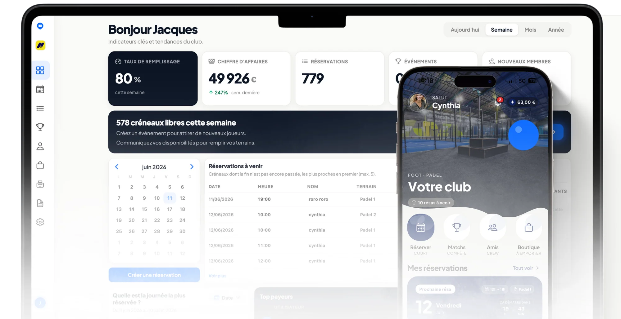 MySportbay : dashboard sur MacBook et application mobile sur iPhone